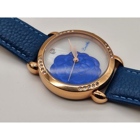 Bertha Quartz Daphne Collection Rose Gold And Blue Leather Watch 38mm - Picture 3 of 11